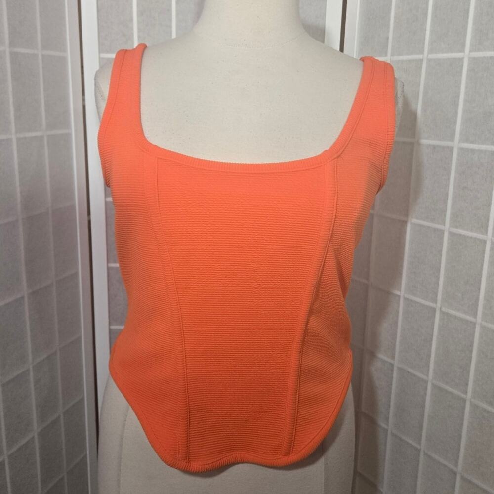 NWT Ashley Stewart Ribbed Bustier Crop Orange Tank Top Plus Size: 14/16 (1X)